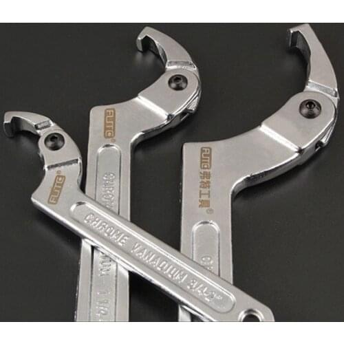Chrome Vanadium Adjustable Hook Wrench Spanner Round Square Head Hand Tool Nuts T8WB