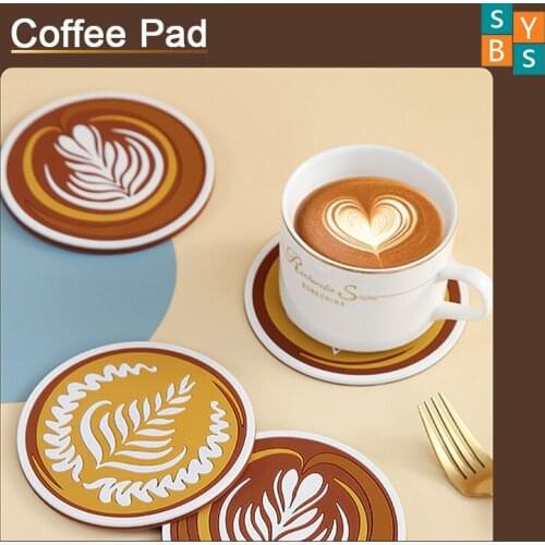 Creative Jacquard Coffee Cup Pad Protection PVC Soft Rubber Anti Scalding Heat Insulation Pad Anti-skid Coaster Table Mats Pad