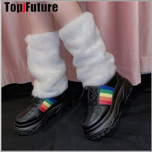 Leopard black Japanese JK uniform night style Korean Lolita girls'Imitation fur white short leg cover JK hosiery LEG warmer