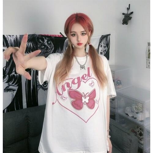 Summer new Korean of Harajuku bf wind cartoon printing short-sleeved t-shirt