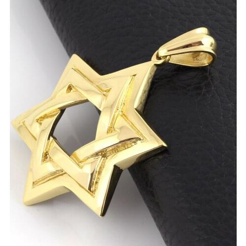Casting Star of David Pendant Silver 316L Stainless Steel Silver Yellow Gold Handsome Mens Jewelry Rope Chain