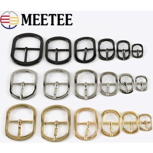 Meetee 5pcs 12-38mm Metal Pin Buckle Bag Shoes Strap Adjust Hook Belt Buckles DIY Leather Crafts Decoration Snap Clasp Accessory
