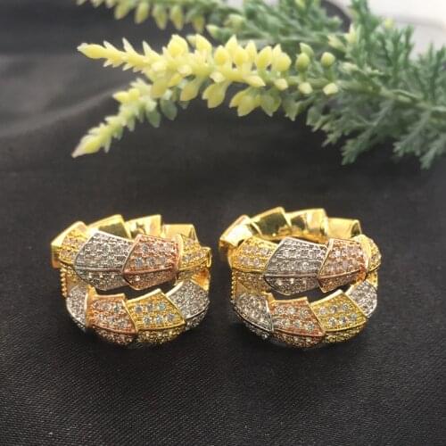 Lanyika Fashion Jewelry Simple and Clear Snake Irregular Earrings Full Micro inlay Micro Plated Banquet Popular Best Gift