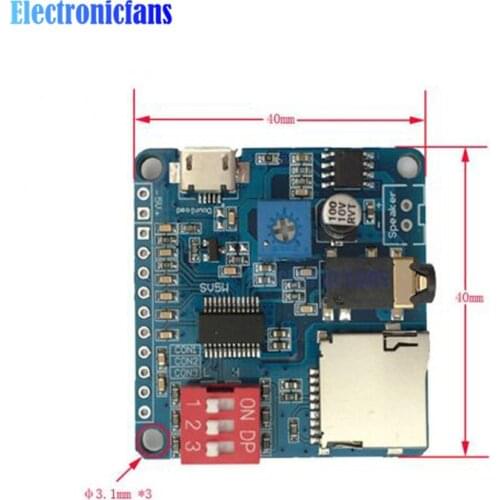 5W Voice Playback Amplifier Module MP3 Music Player SD/TF Card Integrated UART I/O Trigger Class D DC 5V Micro USB For Arduino