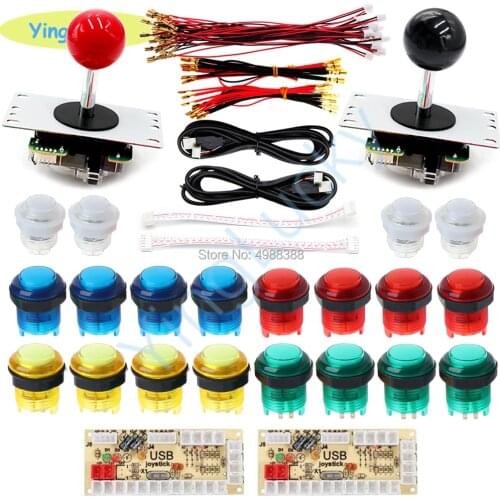 2 Players DIY Arcade Joystick Kits With 20 LED Arcade Buttons + 2 Copy SANWA Joysticks + 2 USB Encoder Kit