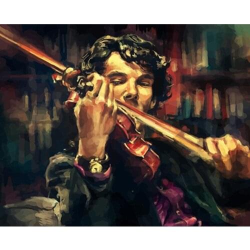 Gentleman Male Violin Figure Painting By Numbers Wall Art Picture Acrylic Painting For Home Decoration Drop Shipping 60x75cm
