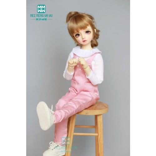 BJD clothes for doll fit 43cm 1/4 BJD MSD doll fashion denim Bib pants Pink, denim blue, blue