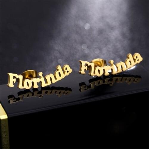 Personalized Name Stainless Steel Letter Stud Earrings For Women Custom Name Piercing Earrings Nameplate Jewelry