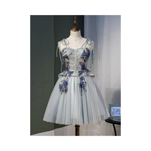 Embroidery bowtie shoulder tutu lovely sleeve short lolita dress/stage performance/studio/can customs size