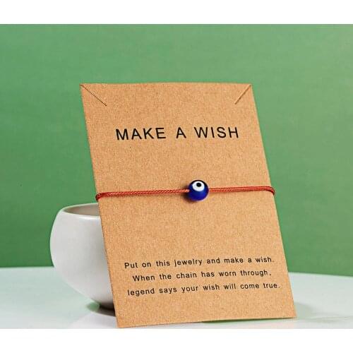 Evil Make Wish Blue Eye Woven Bracelet Women Adjustable Lucky Red String Bracelets Femme With Paper Card Turkish Jewelry