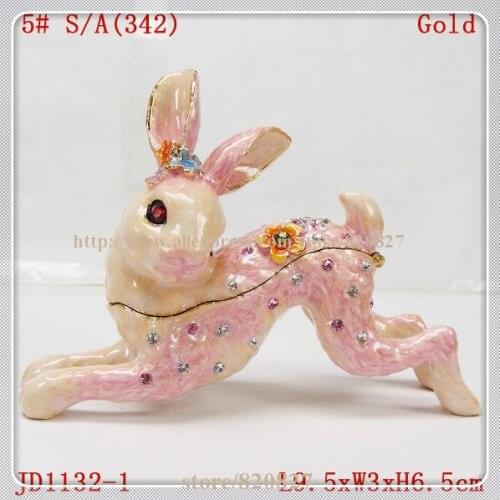 Gift Hinged Rabbit Figurine Trinket Box Rabbit Bunny Crystal Jewelry Box decorated standing bunny rabbit ornament trinket