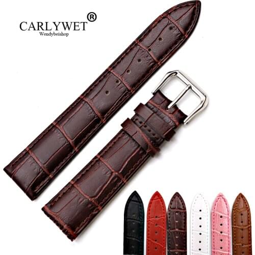 12 14 16 18 20 22 24mm Leather Black Dark Brown Red Pink White Classic Alligator Grain Watch Band Strap Belt For Rolex Omega IWC