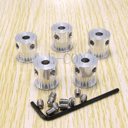 5pcs GT2 Timing Pulley Alumium 16 Teeth Bore 5mm Teeth width 7mm for Width 6mm GT2 Timing Belt and 3D Printer Stepper Motor