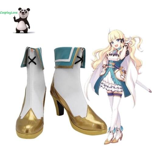 Princess Connect! Re: Dive Saren White Gold Cosplay Shoes Long Boots Leather Custom Made For Christmas Halloween Party