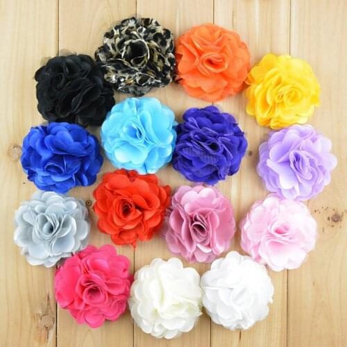 DHL Free shipping , 1000pcs/lot , Satin and Tulle Ruffled Flower - Solids & Print Colors - 3" Mesh Rosette