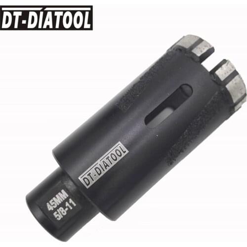 DT-DIATOOL 45mm Turbo segment Laser Welded Diamond Dry Drilling Core Bits Vacuum Brazed Side Protection 5/8-11 Thread hole saw