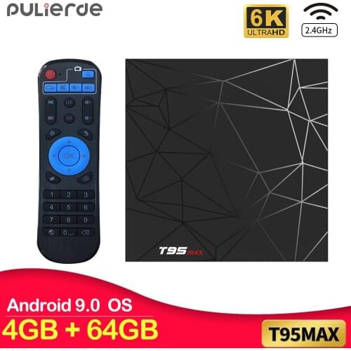 PULIERDE T95max Android 9.0 TV BOX H6 Quad core 4GB 32GB H2.65 6K 2.4GHz WIFI Set-top box Media Player Smart TV Box 4GB 64GB