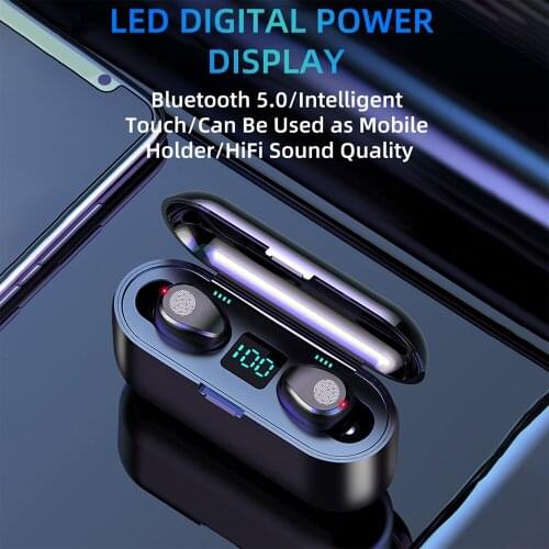 New F9 Wireless Bluetooth 5.0 Earphone TWS HIFI Mini In-ear Sports Running Headset Support for iOS/Android Phones HD Call