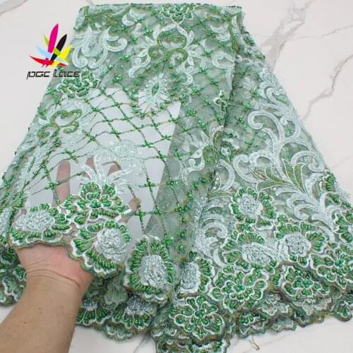French Heavy Handmade Beads Lace Beautiful Beaded Lace Fabric Luxury African French Tulle Mesh Lace for Wedding Party XZ2972B