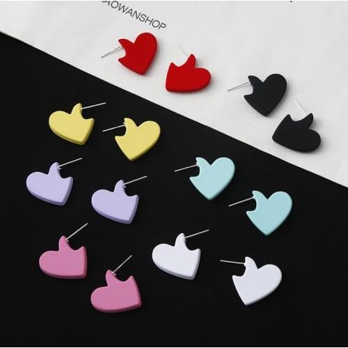 Vintage Women Heart Shape Cute Stud Earrings New Fashion multiple colour Love Heart Statement Small Earrings Jewelry Best Gifts