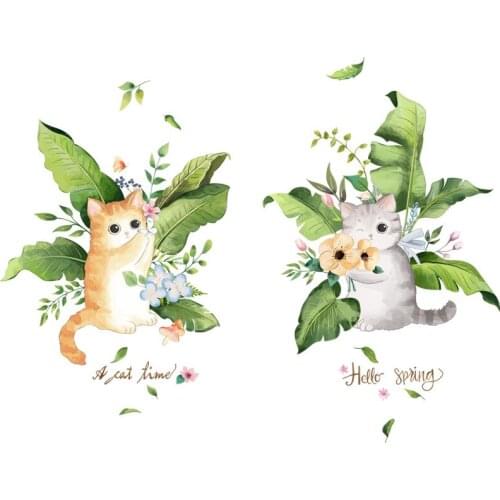 Waterproof Cartoon Cat Animal Wall Stickers for Kids Room Bathroom Bedroom Wall Decals Removable Murals Decor