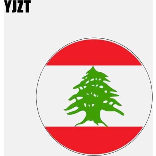 YJZT 11.8CM*11.8CM Car Accessories Round Lebanese Flag Fashion Window Car Sticker Decal 6-2653