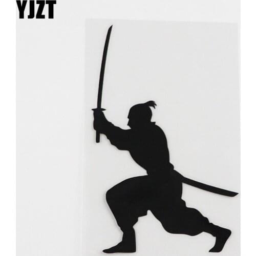 YJZT 8.7CMX13.2CM Samurai Man Martial Arts Decal Vinyl Car Sticker Black/Silver 8A-0237