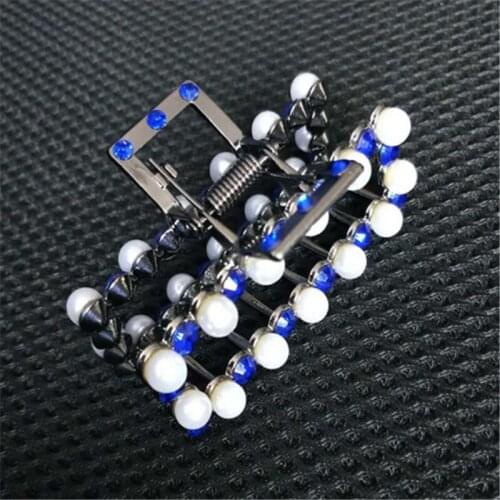 Fashion Pearl Hair Clip Wedding Hair Jewelry For Women Geometric Hair Claws Ornaments Rhinestone Crystal Big Crab Clip Gift