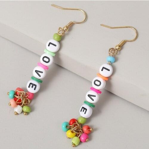 Handmade Resin Beaded Pendant Bohemia Earring For Women Fashion Jewelry Statement Geometric Dangle Earrings Jewelry