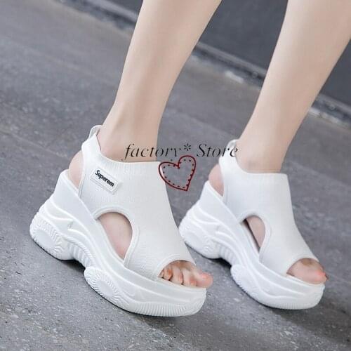 Sandals Female High-Heeled Platform Wedge Muffin Korean Version of The Comfortable Fish Mouth Hidden Wedge Sneakers Transpirable