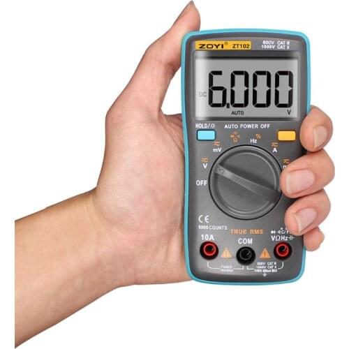 ZT102 Digital Multimeter 6000 counts Back light A-C/D-C Ammeter Voltmeter Ohm Frequency Diode Temperature
