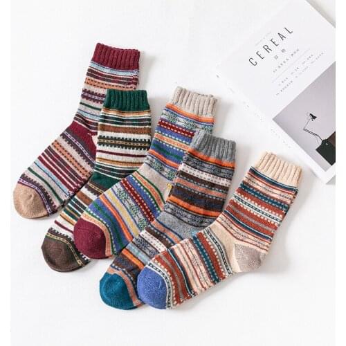 ZTOET Brand Winter Wool Mens Socks Thicken Sheeps Socks Warm Men Retro Style Colorful Fashion Man Socks For Snow boots 5 Pairs