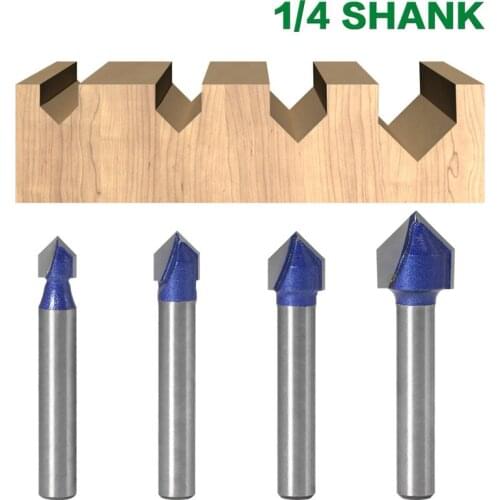1PC 1/4 ShankProfes 90 Degree V Groove Bit 1/4"5/16"3/8"1/2" Engraving Solid Router Bit Carbide Milling Cutter Wood Drilling