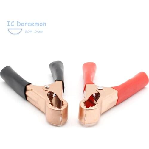 2Pcs 50A 80mm Crocodile Car Caravan Van Battery Test Lead Clips Alligator Clips Connector Plug Power Red + Black