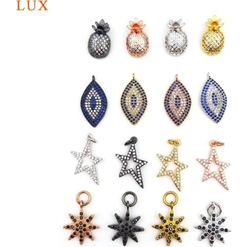 5pcs Polaris Star Pineapple Pendants Rose Gold Silver Coppery Color Brass Metal Pendants for Necklace Bracelet Jewelry Making