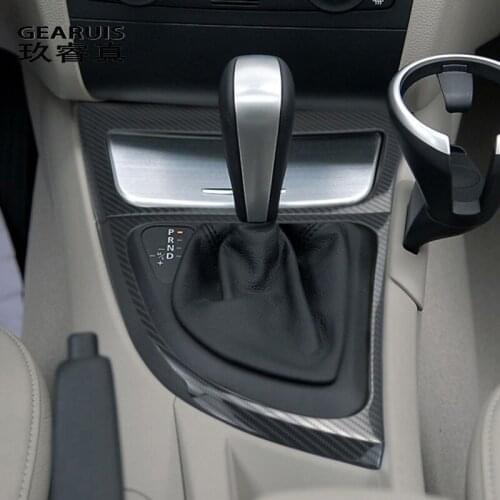 Car Styling Gear Shift Panel Buttons Knob Cover For BMW 1 Series E81 E82 E87 Carbon fiber Box Panel Sticker Interior Accessories