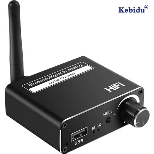 Kebidu DAC USB Converter With Headphone amplifier Bluetooth audio To Analog 3.5mm D18 Audio Adapter Support APT-X Low Latency