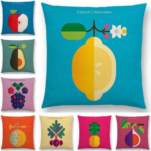 Lovely Fruits Vegetable Cushion Cover Lemon Pineapple Avocado Blackberry Onion Beetroot Cucumber Sofa Throw Pillow Case