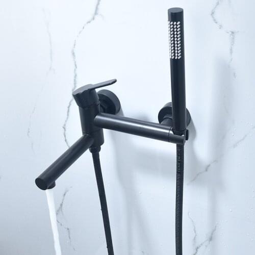 Black Bathroom Faucet Hand Shower Head Bath Faucet Wall Mounted Bathtub Shower Mixer Two Function Tap Shower Faucet Set