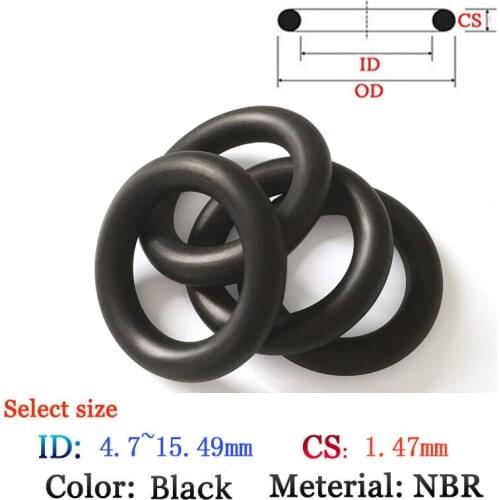 CS 1.47mm O-Ring 50pcs NBR Washer Seals Plastic gasket Silicone ring film oil and water seal gasket Fluoro Rubber material Ring