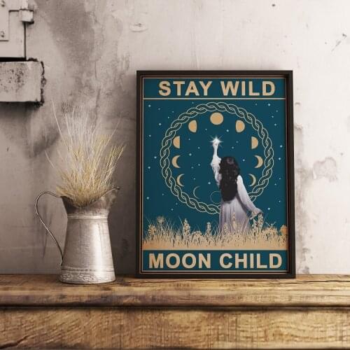 Stay Wild Moon Child, Unique Posters, Vintage Poster, Bedroom Art, Spiritual Art, Wall Art Decor, Wall Art Decor