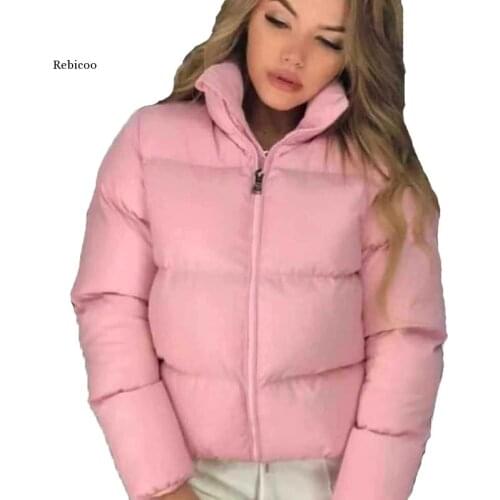 Women Oversized Bubble Jacket Women Winter Puffer Coat Stand Collar Mint Green Thicken Parka