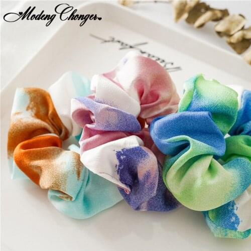 Elegant Chiffon Elastic Hair Bands Print Flower Hair Tie Scrunchie Rubber Bands Gum Ponytail Holder For Women Hair Accessories