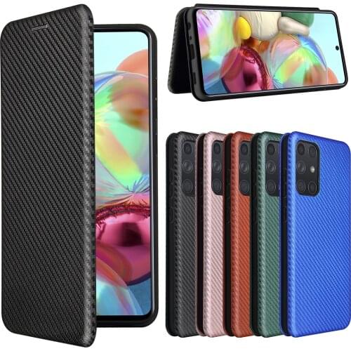 Carbon Fiber Flip Cover Magnetic Leather Wallet Case For Samsung Galaxy A32 A52 A72 A22 A82 A42 A71 A51 A41 A31 A21S A21
