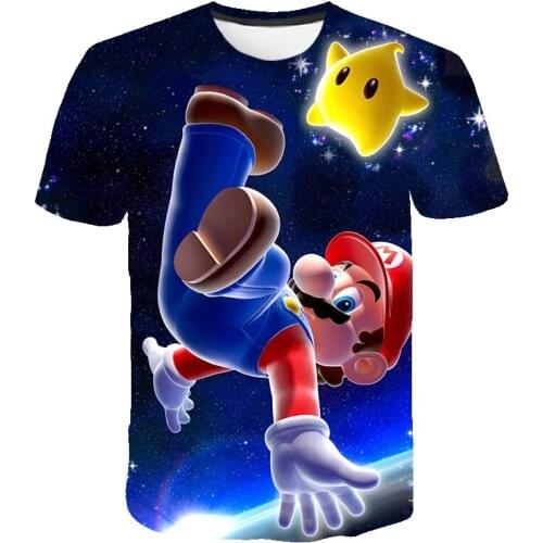 Boys and girls Mario T-shirt, childrens 3D cartoon T-shirt, digital printing T-shirt, short sleeve T-shirt, cartoon character
