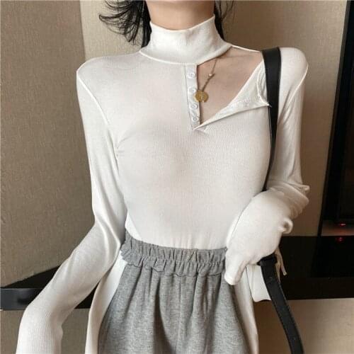 Summer New Oversized Solid Tees Casual Loose Tshirt Korean O Neck Female Tops 2021 Sexy Shoulder Cotton T Shirt Women