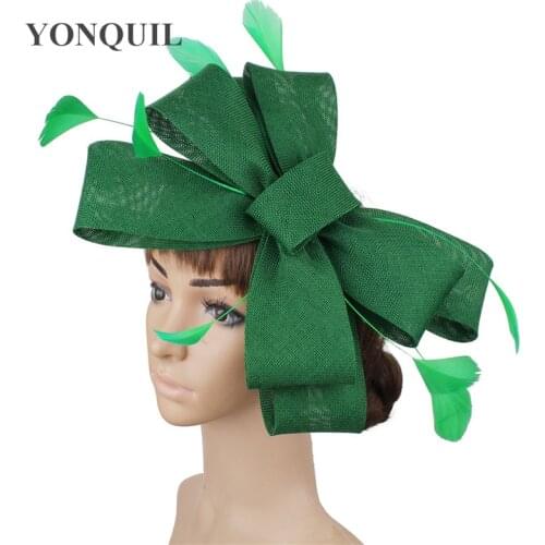 Imitation Sinamay Wedding Bride Headwear Formal Dress Occasion Dinner Fascinator Hair Accessories With Fancy Feathers Headdress