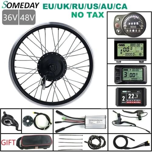 SOMEDAY Whole Waterproof Cable 36V/48V 350W Electric Bicycle Conversion Kit Front Hub Motor Ebike Wheel with KT Display