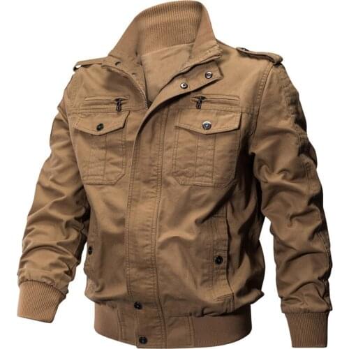 Baseball military pilot jacket large mens casual zipper air force pilot flying cotton coat solid color