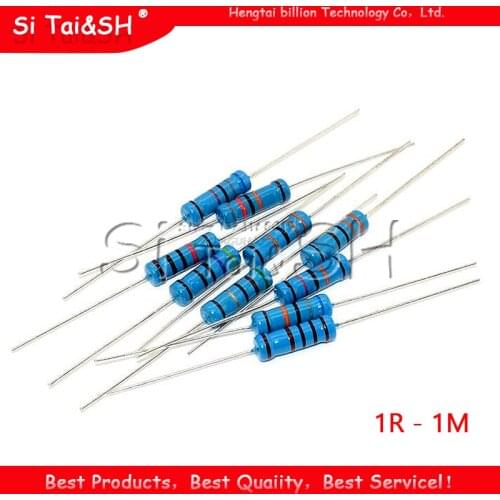 20pcs 2W Metal film resistor 5 color ring 1% 1R - 1M 1R 22R 47R 100R 220R 470R 1K 10K 22K 100K 220K 10 22 47 100 220 470 ohm